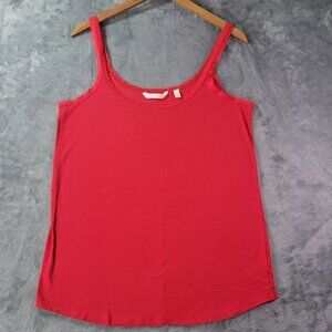 Victoria's Secret‎ Womens Red Lace Trim Tank Top Large L Camisole Sleepwear Vibe